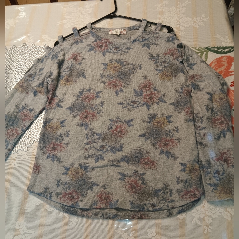 Pink Rose Floral Knit Top